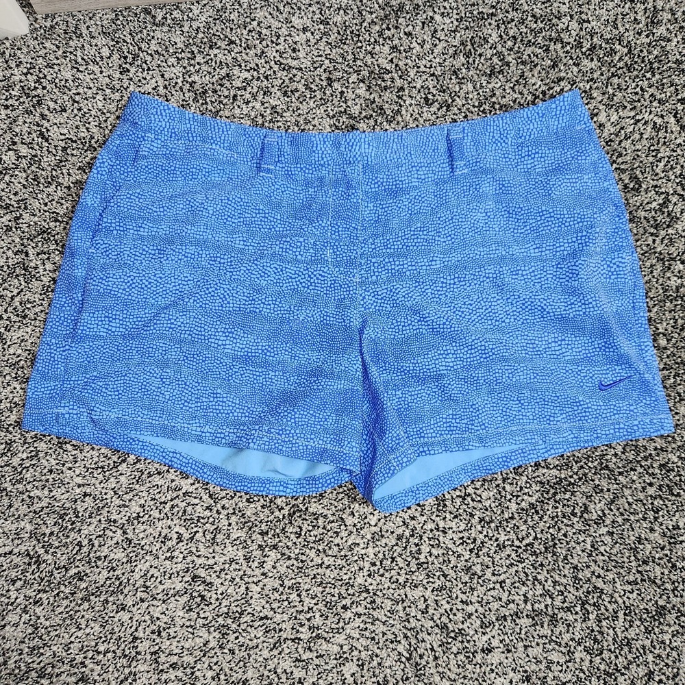 Nike Golf Womens Dri-FIT Blue Mosaic Print Athletic Shorts Women 14, 4" Inseam